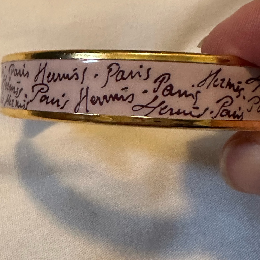 Hermes Paris pink and gold bangle bracelet